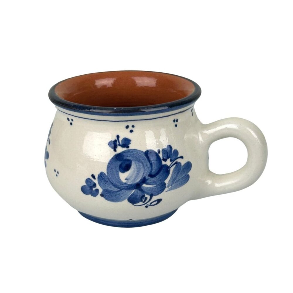 Budapest Vintage Blue Floral Small Mug Teacup Clay Pottery Art European Home